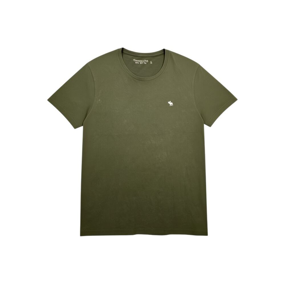 Abercrombie & Fitch Women's Crewneck T-Shirt Moose Logo Olive Green Size L